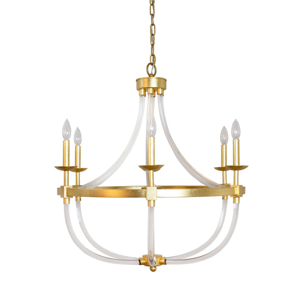 Worlds Away - Six Light Chandelier With Acrylic Frame And Gold Leaf Details - LAYLA G view 1