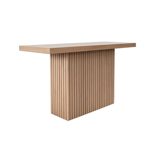 Worlds Away - Slatted Pedestal Base Console Table In Natural Oak - VANNA NO view 1