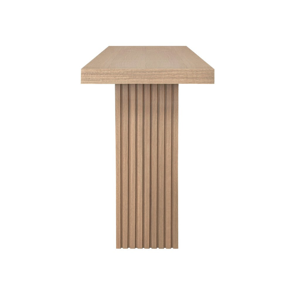 Worlds Away - Slatted Pedestal Base Console Table In Natural Oak - VANNA NO view 3
