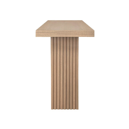 Worlds Away - Slatted Pedestal Base Console Table In Natural Oak - VANNA NO view 3
