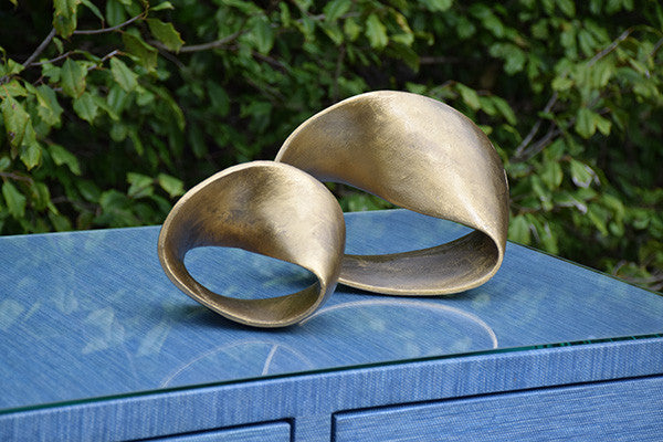 Worlds Away - Small Abstract Metal Scultpture In Textured Brass - RUBEN SM view 3