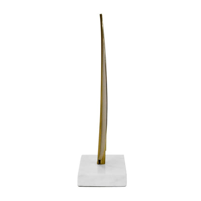 Worlds Away - Small Antique Brass Leaf Scultpture With White Marble Base - BLADE view 4