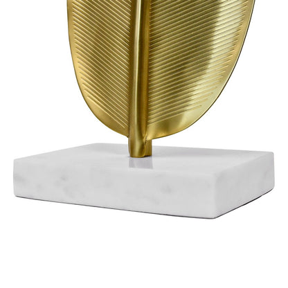 Worlds Away - Small Antique Brass Leaf Scultpture With White Marble Base - BLADE view 6