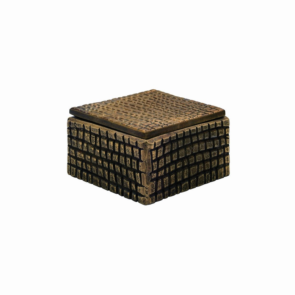 Worlds Away - Small Brass Aluminum Box With Reptile Texture - LIZZO SM view 1