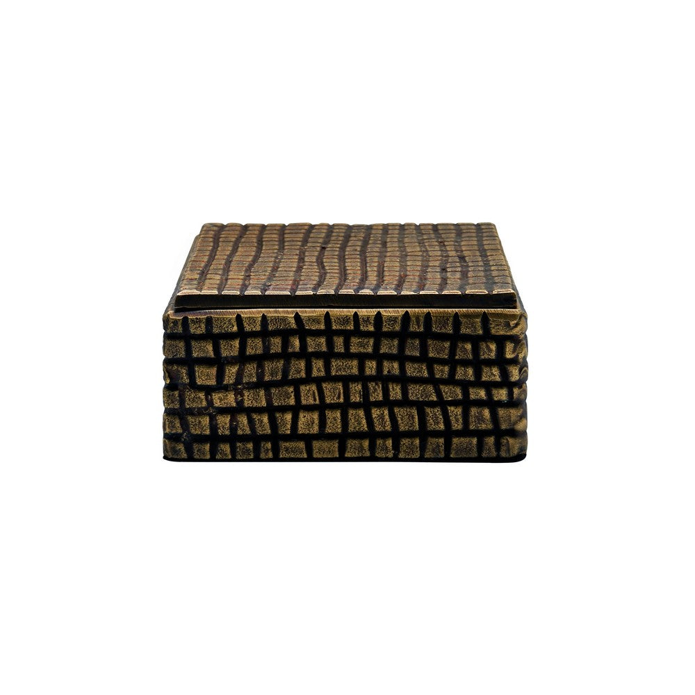 Worlds Away - Small Brass Aluminum Box With Reptile Texture - LIZZO SM view 2
