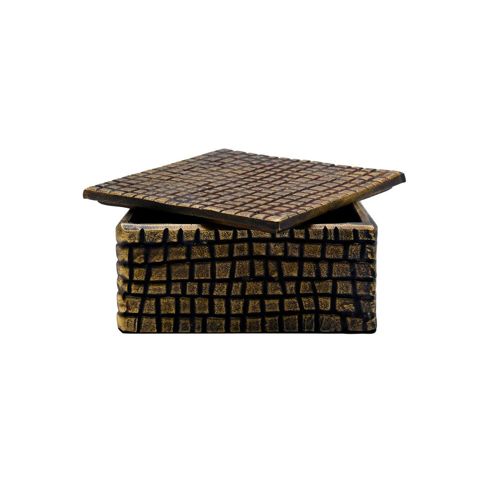 Worlds Away - Small Brass Aluminum Box With Reptile Texture - LIZZO SM view 3