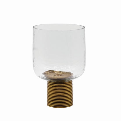 Worlds Away - Small Clear Glass Candle Votive With Ribbed Brass Base - CADEY SM view 1