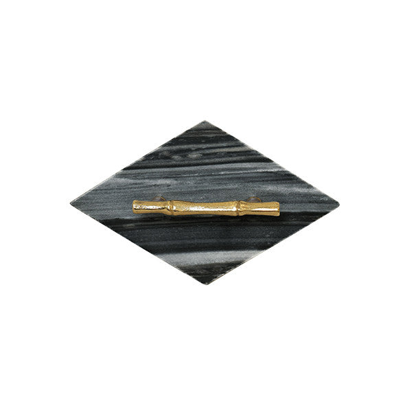 Worlds Away - Small Diamond Shaped Brass Box With Black Marble Top And Brass Bamboo Handle - RHOMA SM view 4