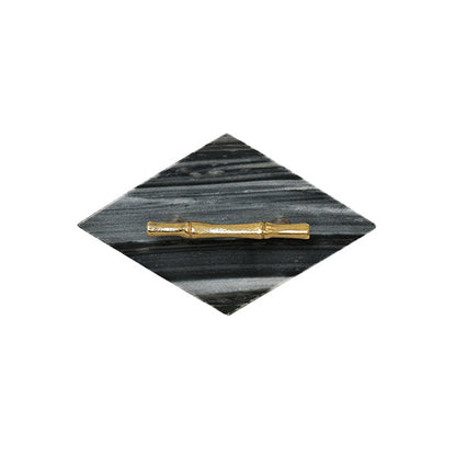 Worlds Away - Small Diamond Shaped Brass Box With Black Marble Top And Brass Bamboo Handle - RHOMA SM view 4