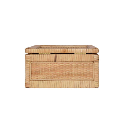 Worlds Away - Small Natural Rattan Decorative Box With Brass Foot Caps - BRUNO SM view 4