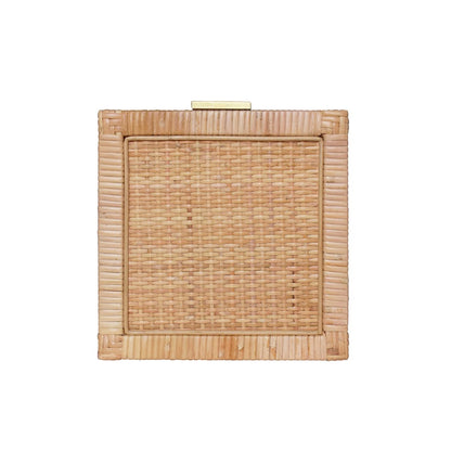 Worlds Away - Small Natural Rattan Decorative Box With Brass Foot Caps - BRUNO SM view 5