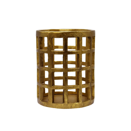 Worlds Away - Small Pillar Candle Holder In Brass Finish - GAGE SM view 1
