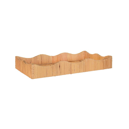 Worlds Away - Small Rectangle Scalloped Edge Tray In Rattan - WAVEY SM view 1