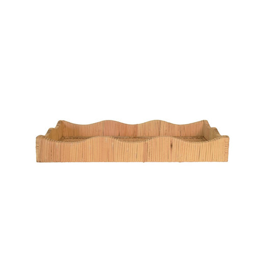 Worlds Away - Small Rectangle Scalloped Edge Tray In Rattan - WAVEY SM view 2