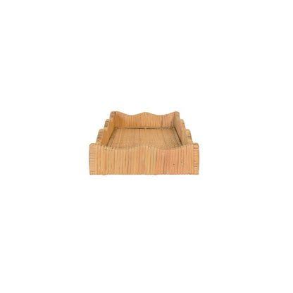 Worlds Away - Small Rectangle Scalloped Edge Tray In Rattan - WAVEY SM view 3
