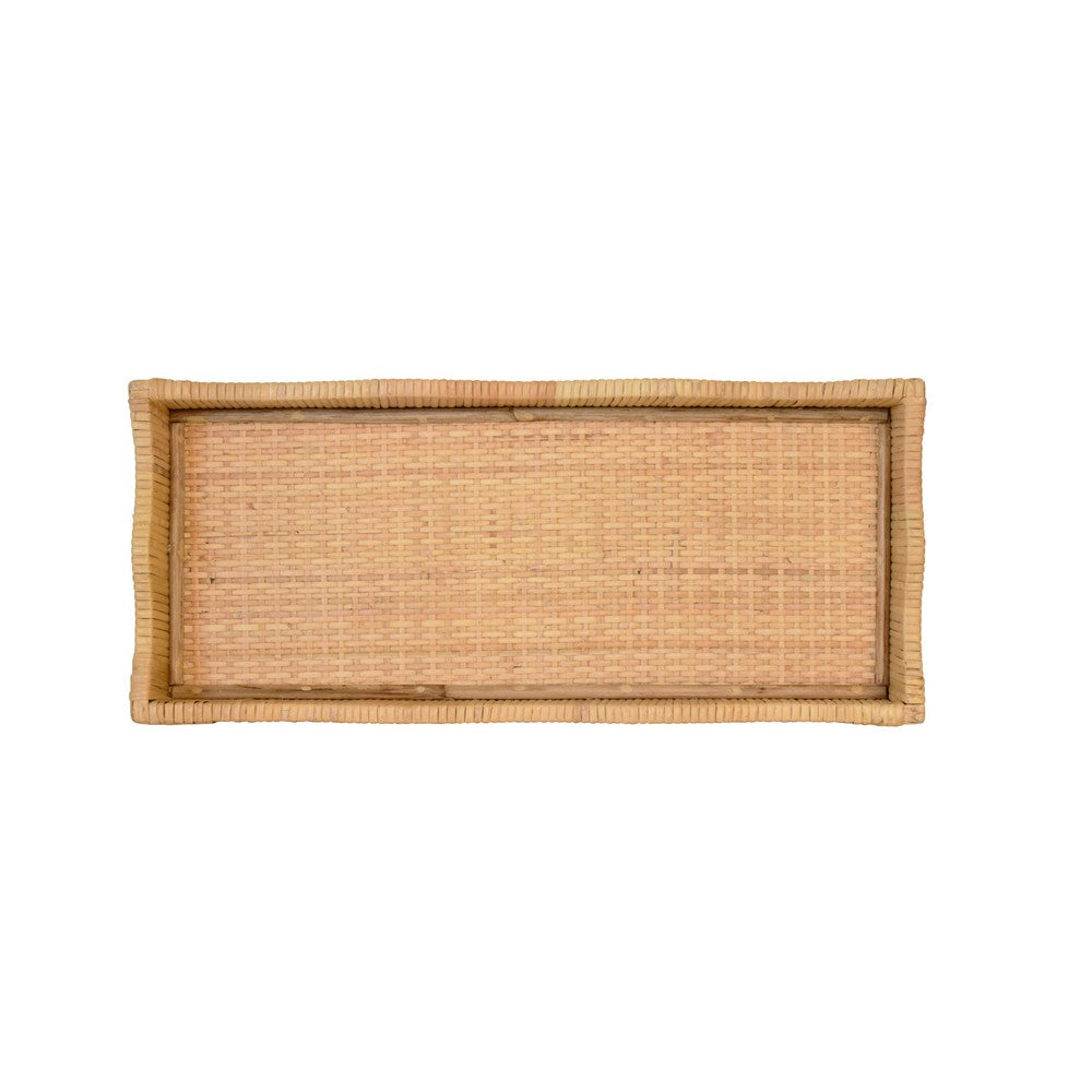 Worlds Away - Small Rectangle Scalloped Edge Tray In Rattan - WAVEY SM view 4