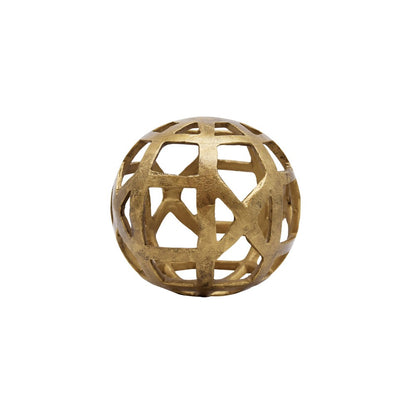 Worlds Away - Small Round Metal Ball With Geo Cutouts In Textured Brass - PAXON SM view 1