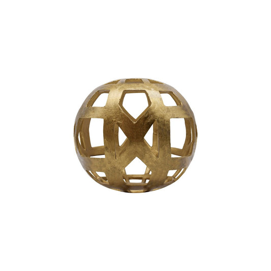 Worlds Away - Small Round Metal Ball With Geo Cutouts In Textured Brass - PAXON SM view 2