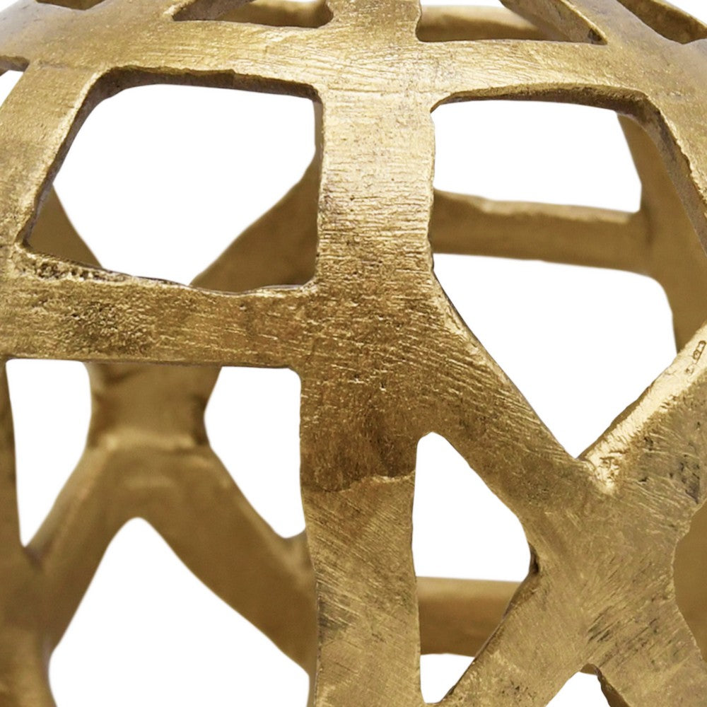 Worlds Away - Small Round Metal Ball With Geo Cutouts In Textured Brass - PAXON SM view 5