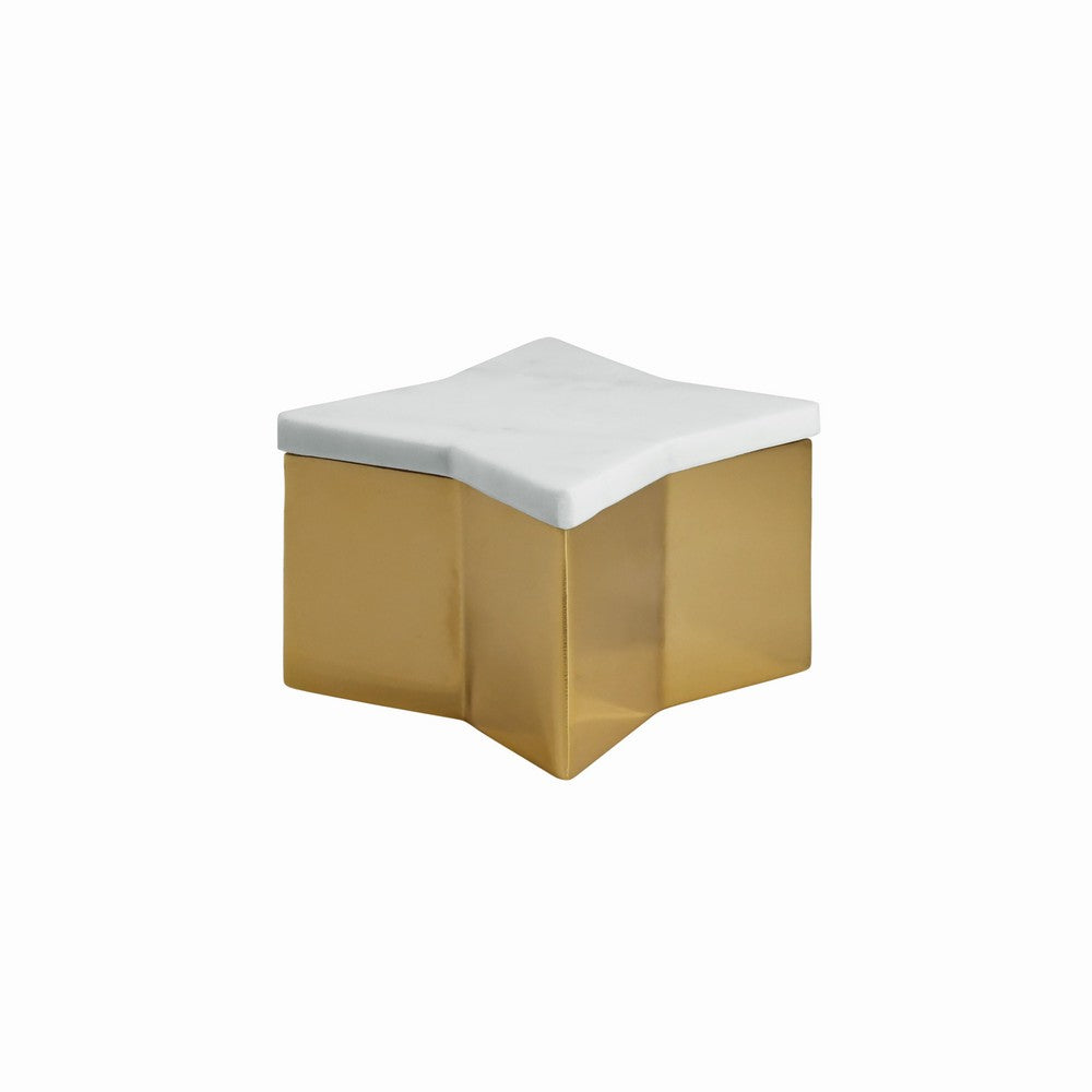 Worlds Away - Small Star Box With White Marble Lid And Brass Base - VIXEN SM view 1
