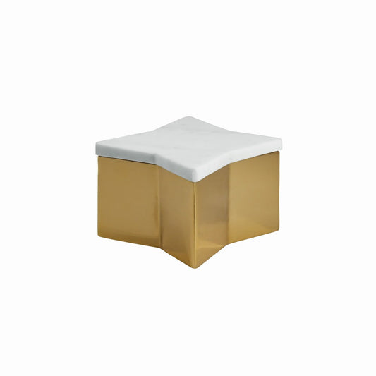 Worlds Away - Small Star Box With White Marble Lid And Brass Base - VIXEN SM view 1