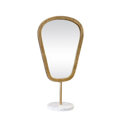 Worlds Away - Small Table Top Mirror In Aged Gold Finish On White Marble Base - MICAH SM view 2