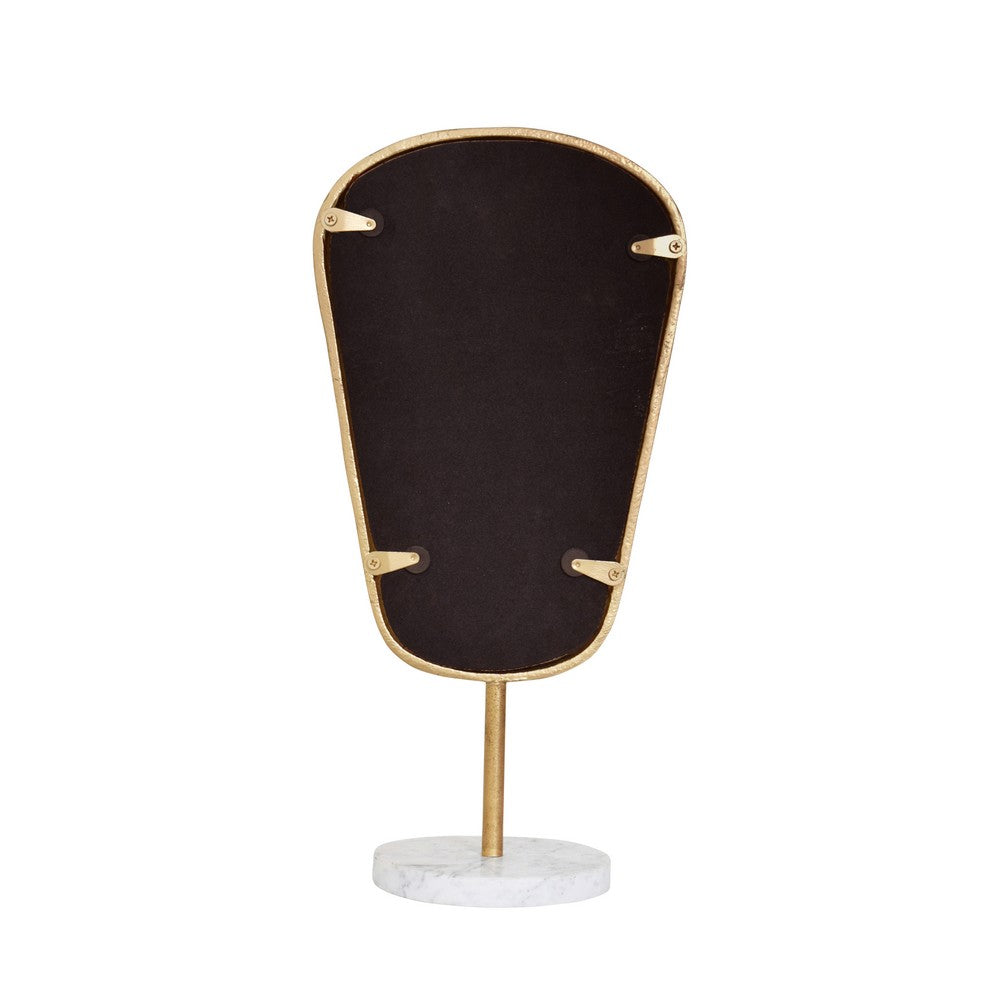 Worlds Away - Small Table Top Mirror In Aged Gold Finish On White Marble Base - MICAH SM view 3