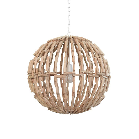 Worlds Away - Sphere Shaped Pendant Handcrafted With Whitewash Eucalyptus Wood - CADE view 1