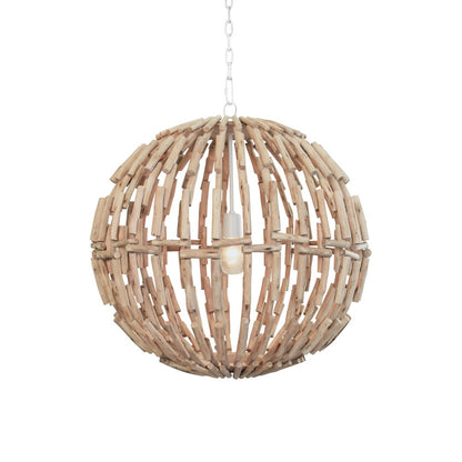 Worlds Away - Sphere Shaped Pendant Handcrafted With Whitewash Eucalyptus Wood - CADE view 2