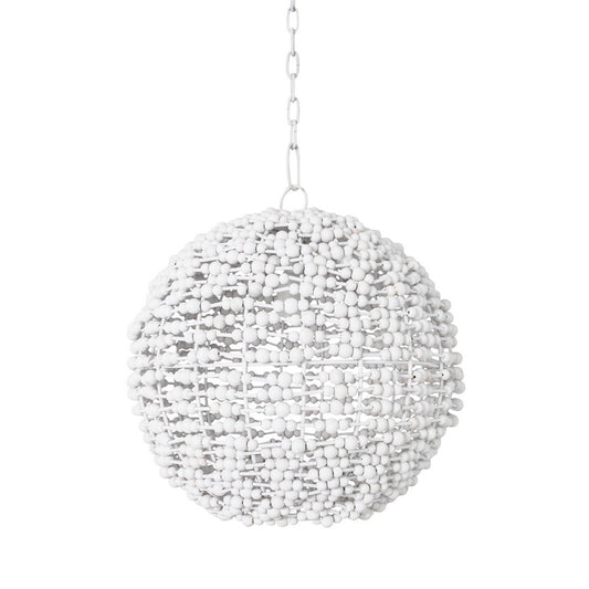 Worlds Away - Sphere Shaped Pendant Wrapped With Whitewash Wood Beads - LEENA view 1