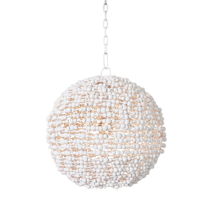 Worlds Away - Sphere Shaped Pendant Wrapped With Whitewash Wood Beads - LEENA view 2