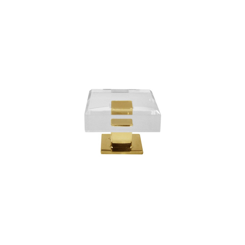 Worlds Away - Square Acrylic And Brass Knob - BAKER BR view 2