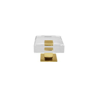 Worlds Away - Square Acrylic And Brass Knob - BAKER BR view 2