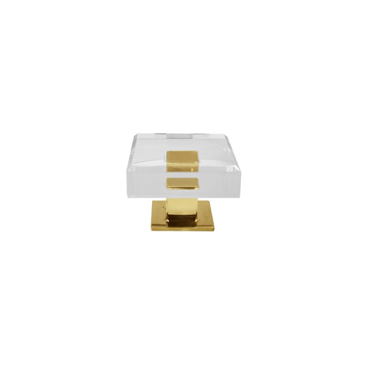 Worlds Away - Square Acrylic And Brass Knob - BAKER BR view 2