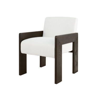 Worlds Away - Square Arm Wooden Accent Chair In Espresso Oak With Performance White Linen Upholstery - ASTOR ES view 1