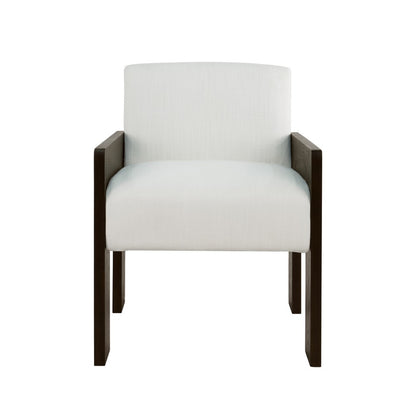 Worlds Away - Square Arm Wooden Accent Chair In Espresso Oak With Performance White Linen Upholstery - ASTOR ES view 2