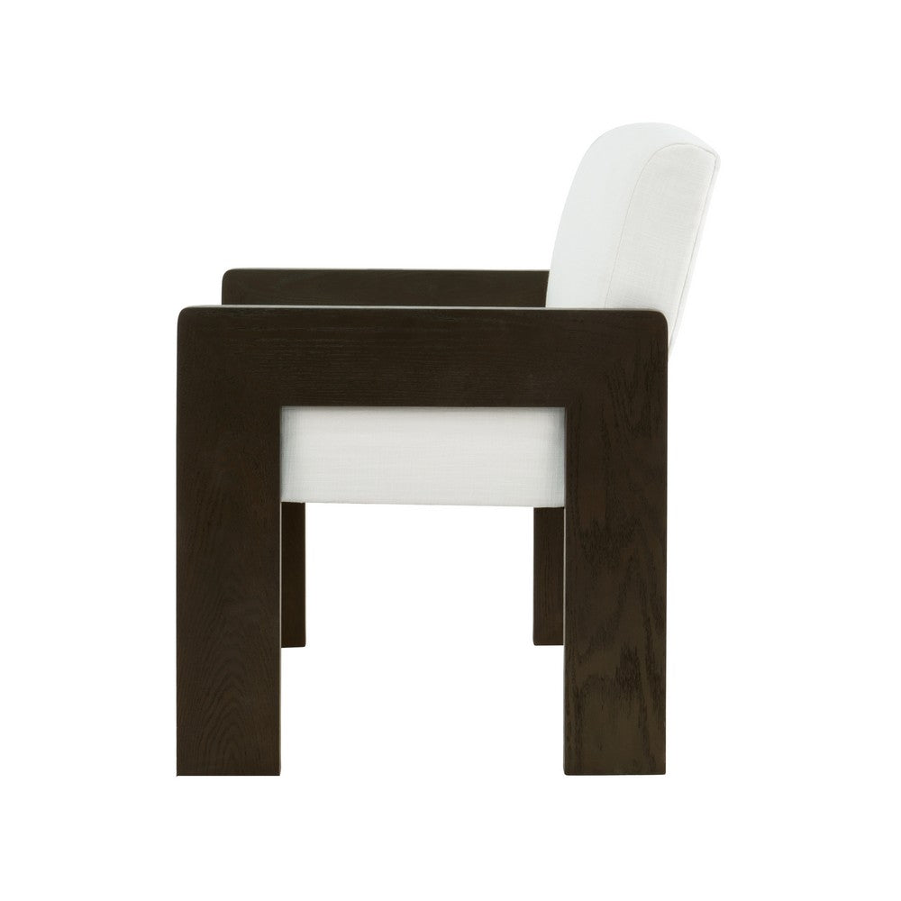 Worlds Away - Square Arm Wooden Accent Chair In Espresso Oak With Performance White Linen Upholstery - ASTOR ES view 3