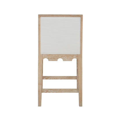 Worlds Away - Square Back Counter Stool With Decorative Apron In Cerused Oak With Performance White Linen Upholstery - LANISTER CS CO view 4