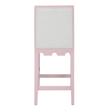 Worlds Away - Square Back Counter Stool With Decorative Apron In Matte Pink Lacquer With Performance White Linen Upholstery - LANISTER CS PI view 4
