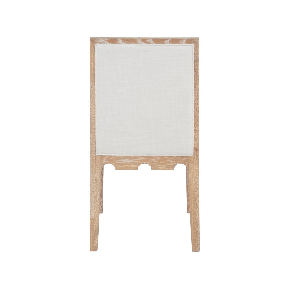 Worlds Away - Square Back Dining Chair With Decorative Apron In Cerused Oak With Performance White Linen Upholstery - LANISTER CO view 4
