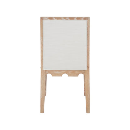 Worlds Away - Square Back Dining Chair With Decorative Apron In Cerused Oak With Performance White Linen Upholstery - LANISTER CO view 4