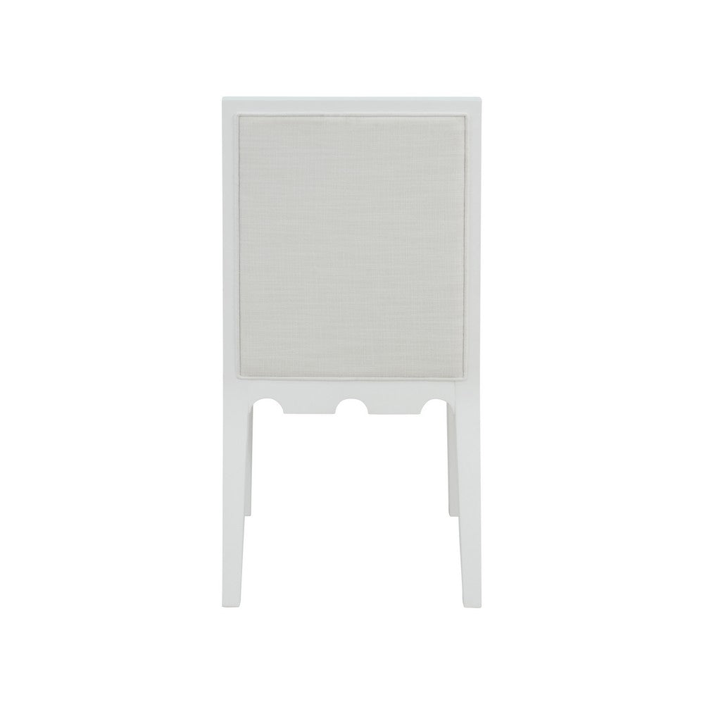 Worlds Away - Square Back Dining Chair With Decorative Apron In Matte White Lacquer With Performance White Linen Upholstery - LANISTER WH view 4