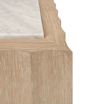 Worlds Away - Square Coffee Table With Fluted Detail In Cerused Oak With White Carrara Marble Top - GRANGER CO view 3