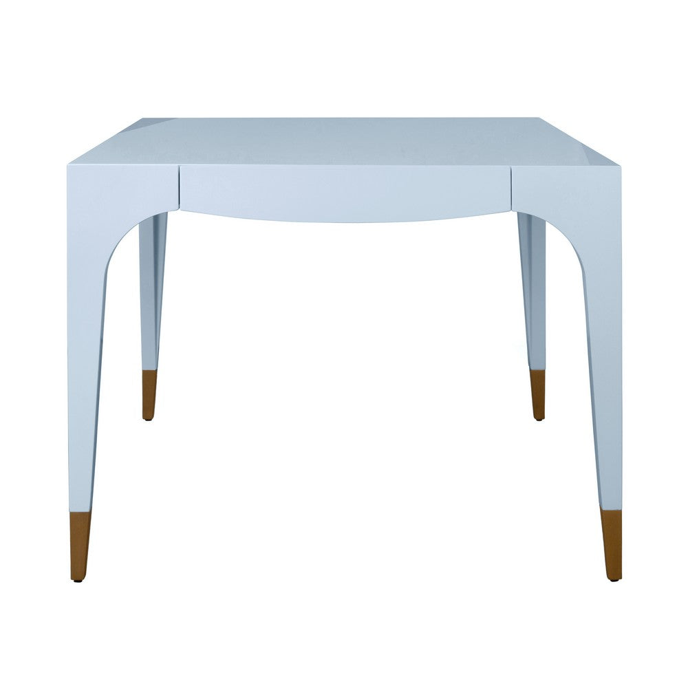Worlds Away - Square Tapered Leg, Two Drawer Game Table With Antique Brass Foot Caps In Light Blue Lacquer - LACEY LB view 2