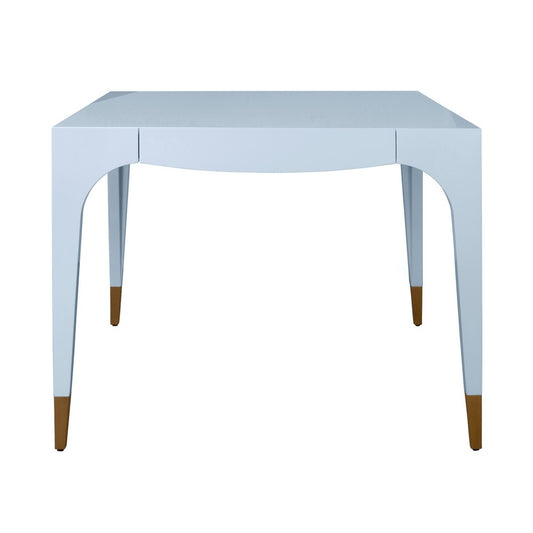 Worlds Away - Square Tapered Leg, Two Drawer Game Table With Antique Brass Foot Caps In Light Blue Lacquer - LACEY LB view 2