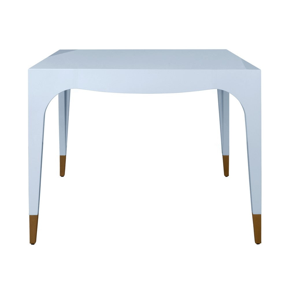 Worlds Away - Square Tapered Leg, Two Drawer Game Table With Antique Brass Foot Caps In Light Blue Lacquer - LACEY LB view 4