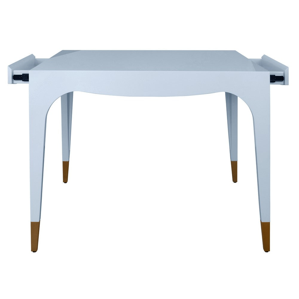 Worlds Away - Square Tapered Leg, Two Drawer Game Table With Antique Brass Foot Caps In Light Blue Lacquer - LACEY LB view 5