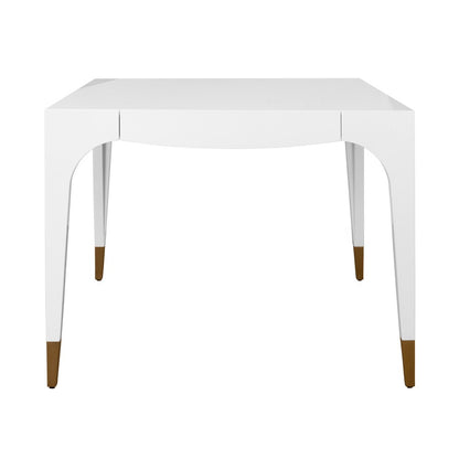 Worlds Away - Square Tapered Leg Two Drawer Game Table With Antique Brass Foot Caps In White Lacquer - LACEY WH view 2