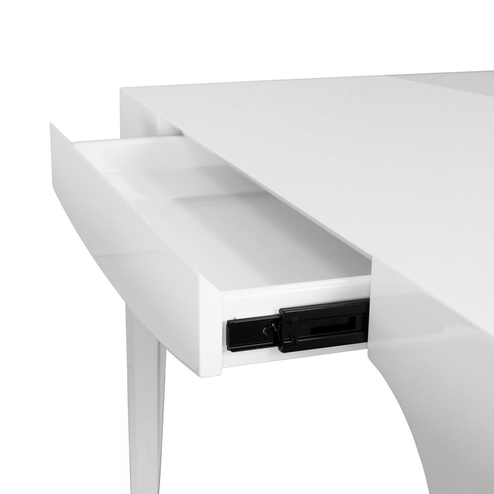 Worlds Away - Square Tapered Leg Two Drawer Game Table With Antique Brass Foot Caps In White Lacquer - LACEY WH view 6