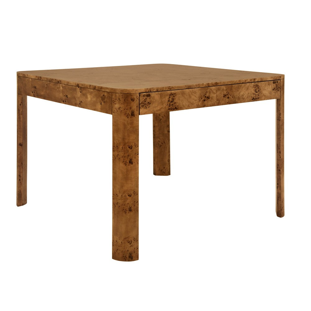 Worlds Away - Square Two Drawer Curved Corner Game Table In Dark Burl Wood - JETT DBW view 1